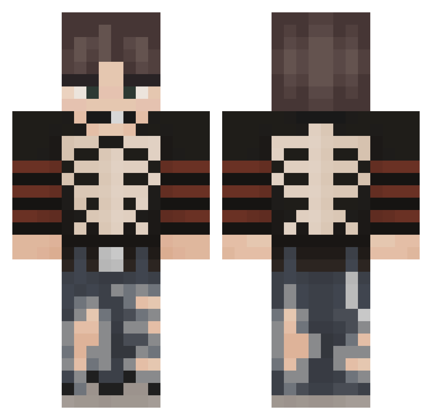 SMNodes Minecraft skin, front and back view