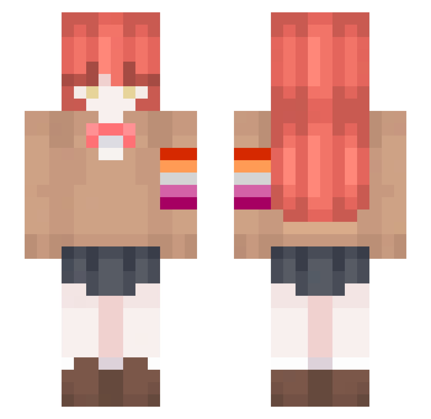 cutekita Minecraft skin, front and back view