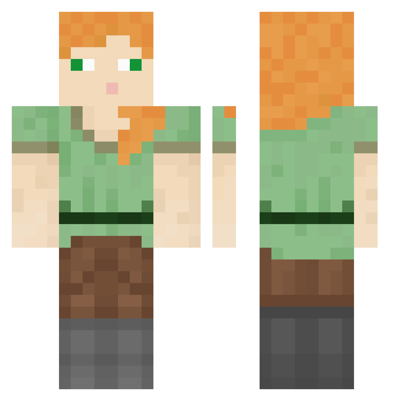 Vamx Minecraft skin, front and back view