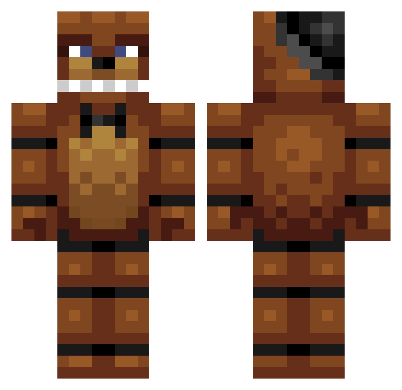 freddyfresber Minecraft skin, front and back view