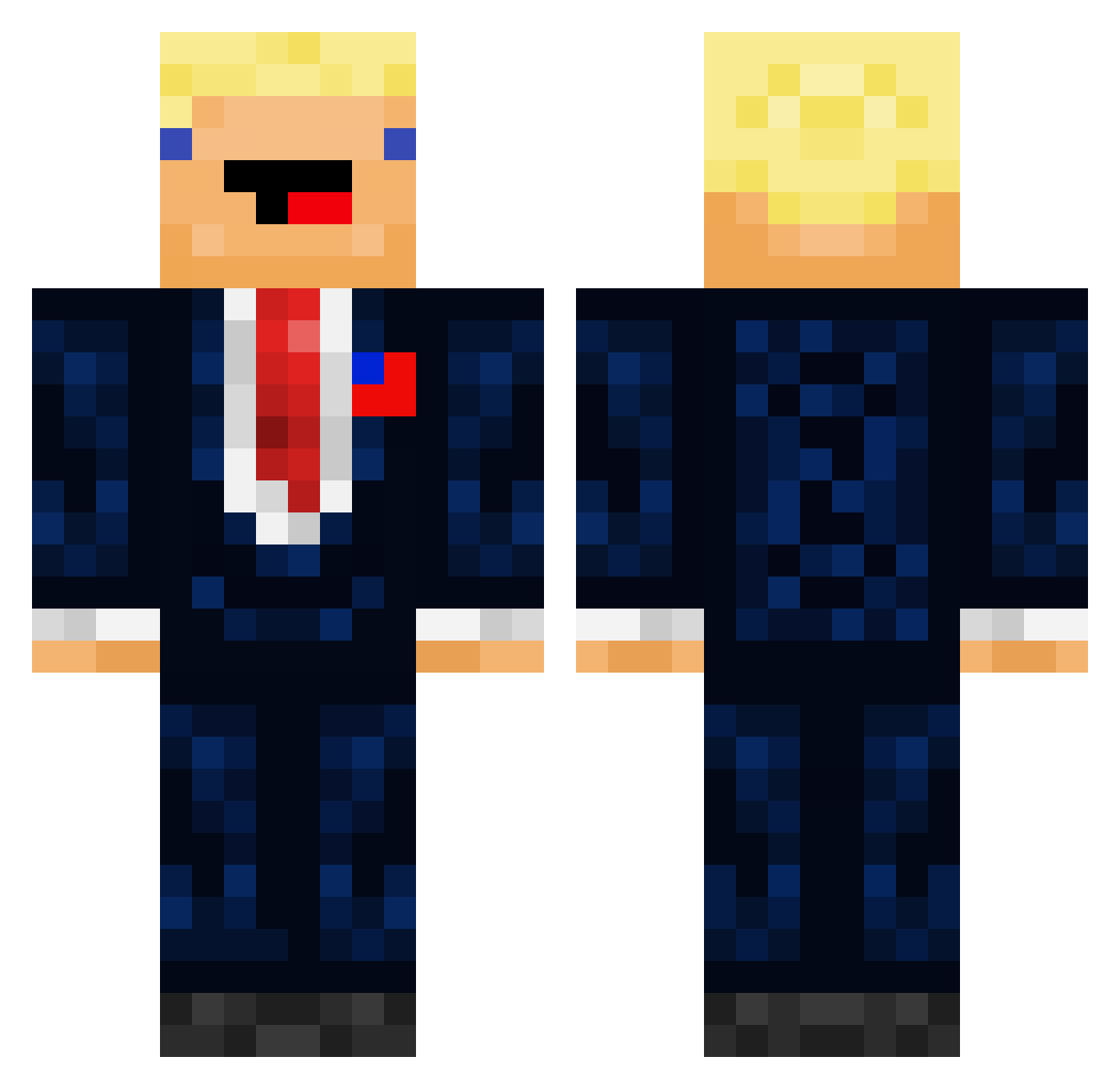 Kekrack Minecraft skin, front and back view