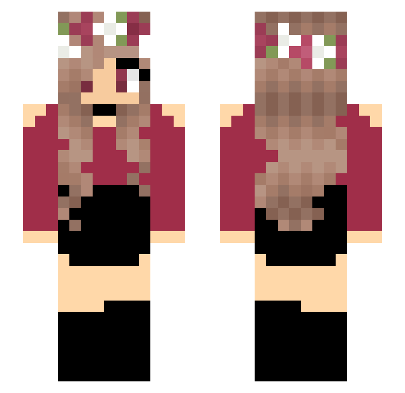 NeishaPlay Minecraft skin, front and back view