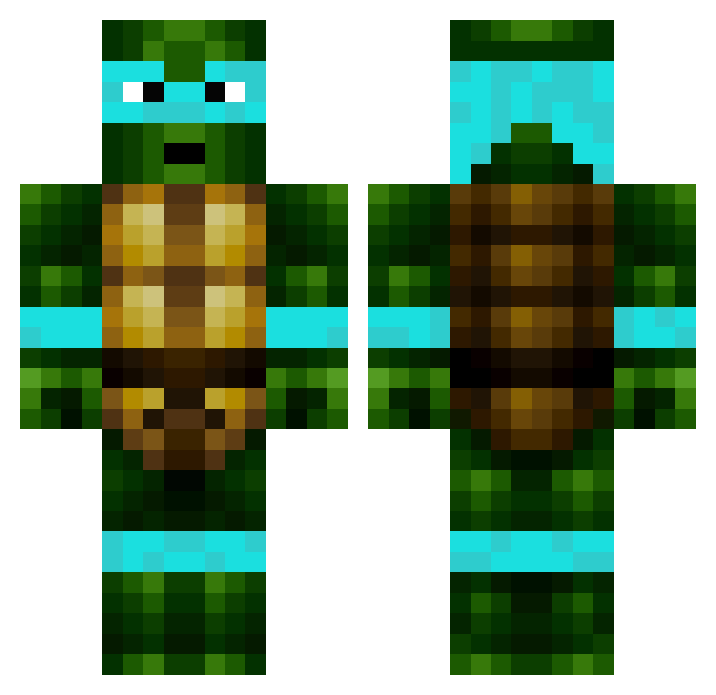Practically Minecraft skin, front and back view