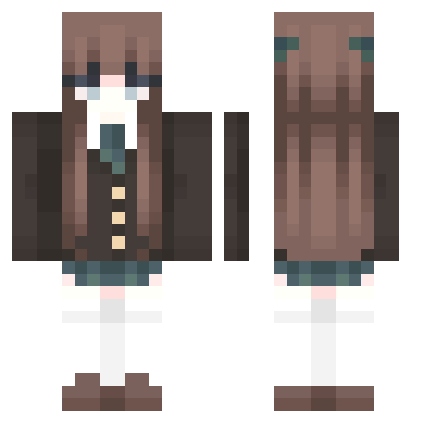 Mewosu Minecraft skin, front and back view