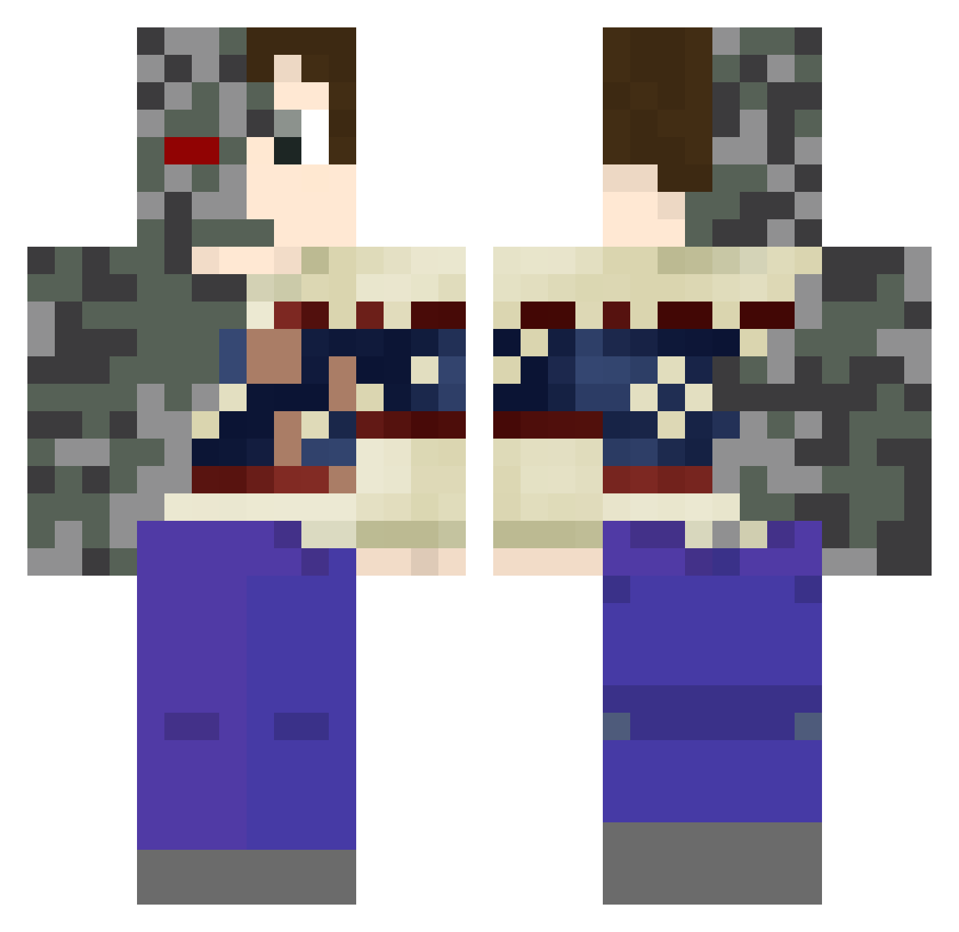 vh1m Minecraft skin, front and back view