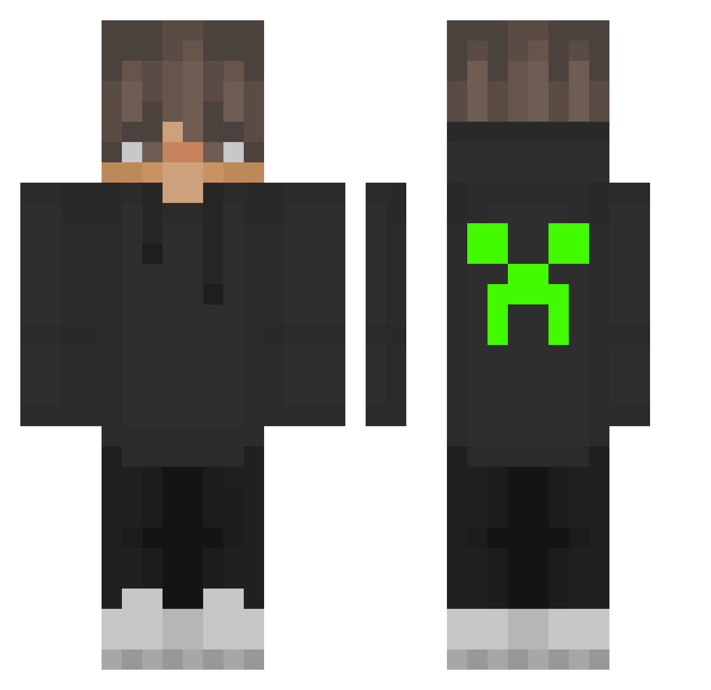 VRLEGEND4 Minecraft skin, front and back view
