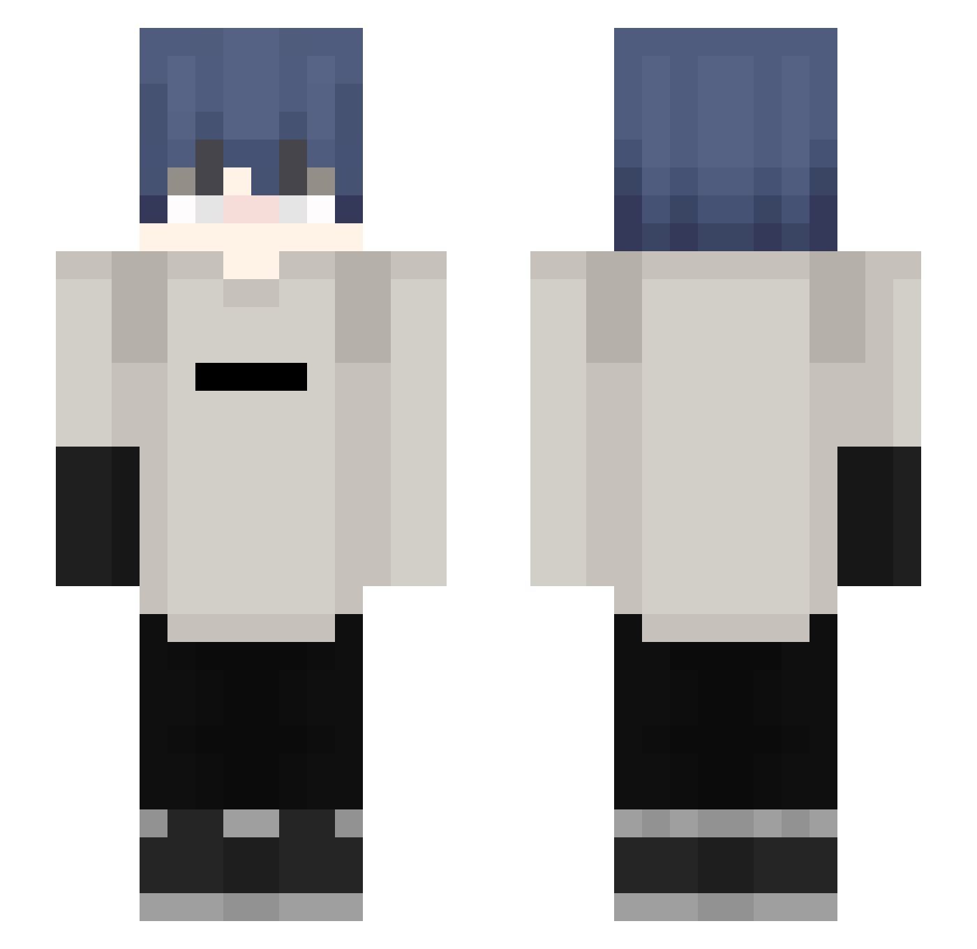 TinyWhiteChild Minecraft skin, front and back view