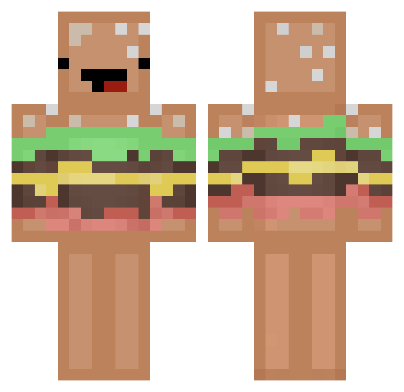 dubdubsdubu Minecraft skin, front and back view