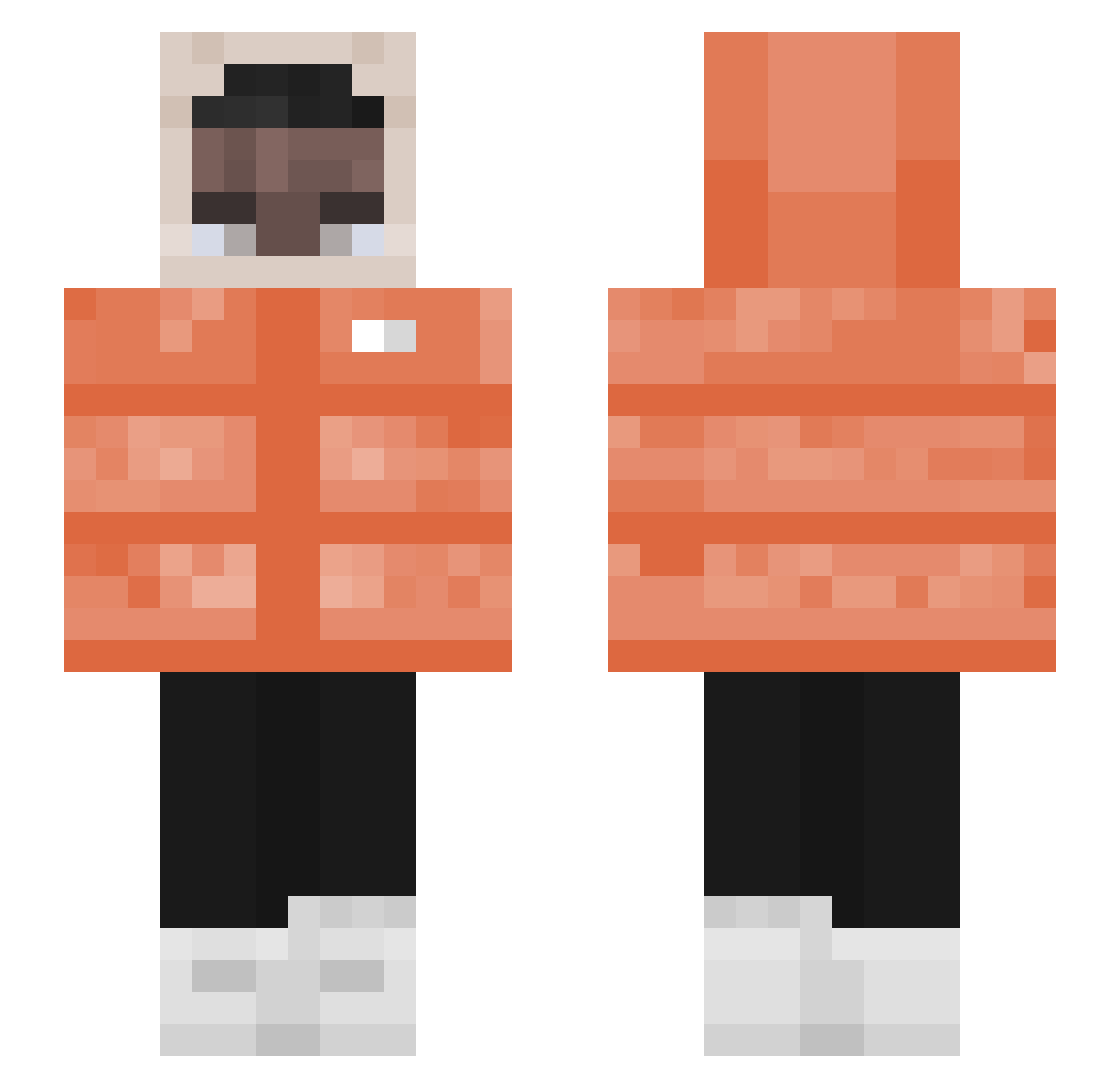 windoser Minecraft skin, front and back view