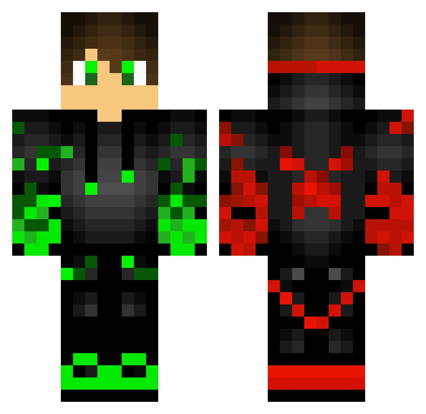 Debilitating Minecraft skin, front and back view