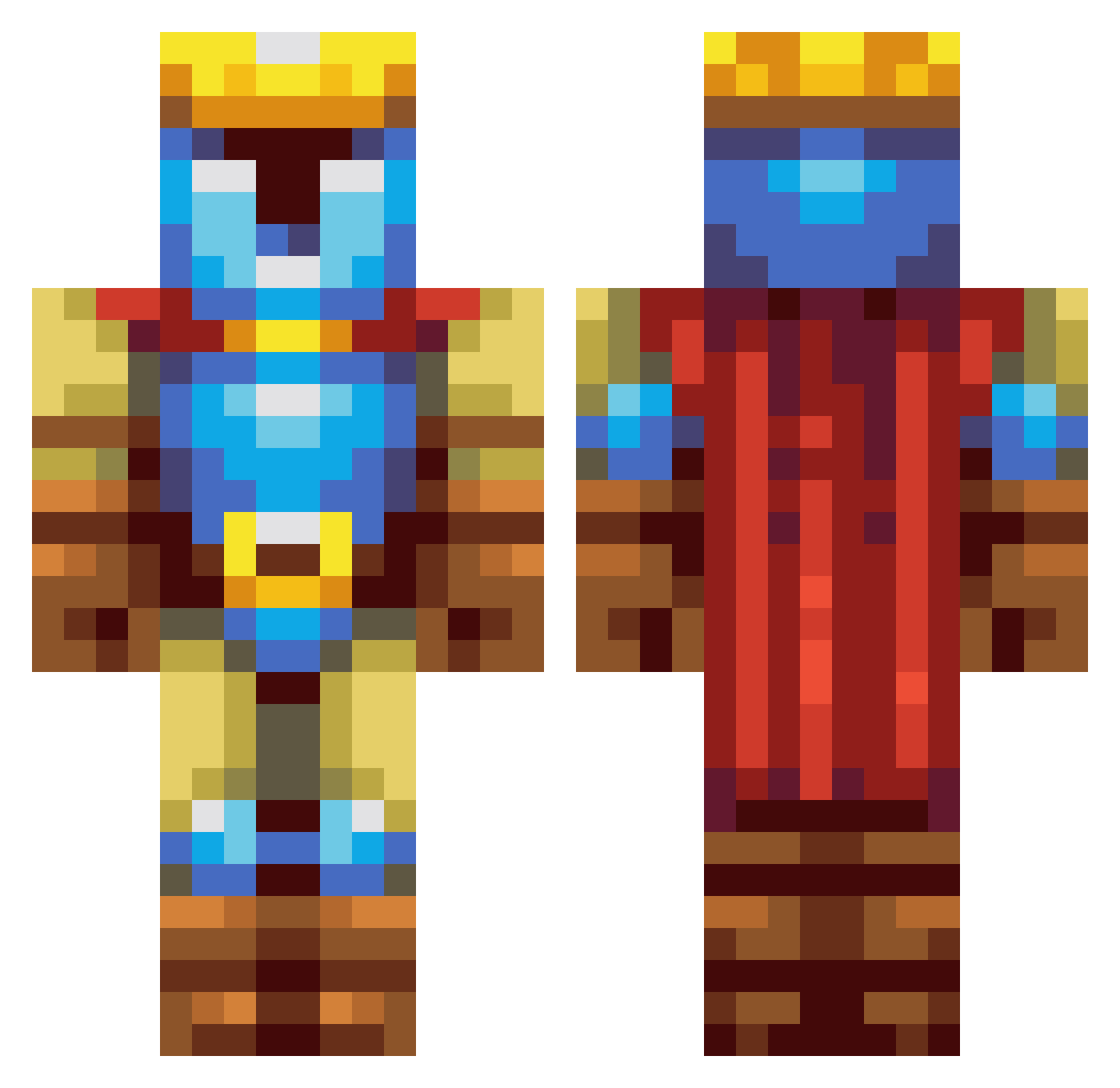 Kola2k Minecraft skin, front and back view