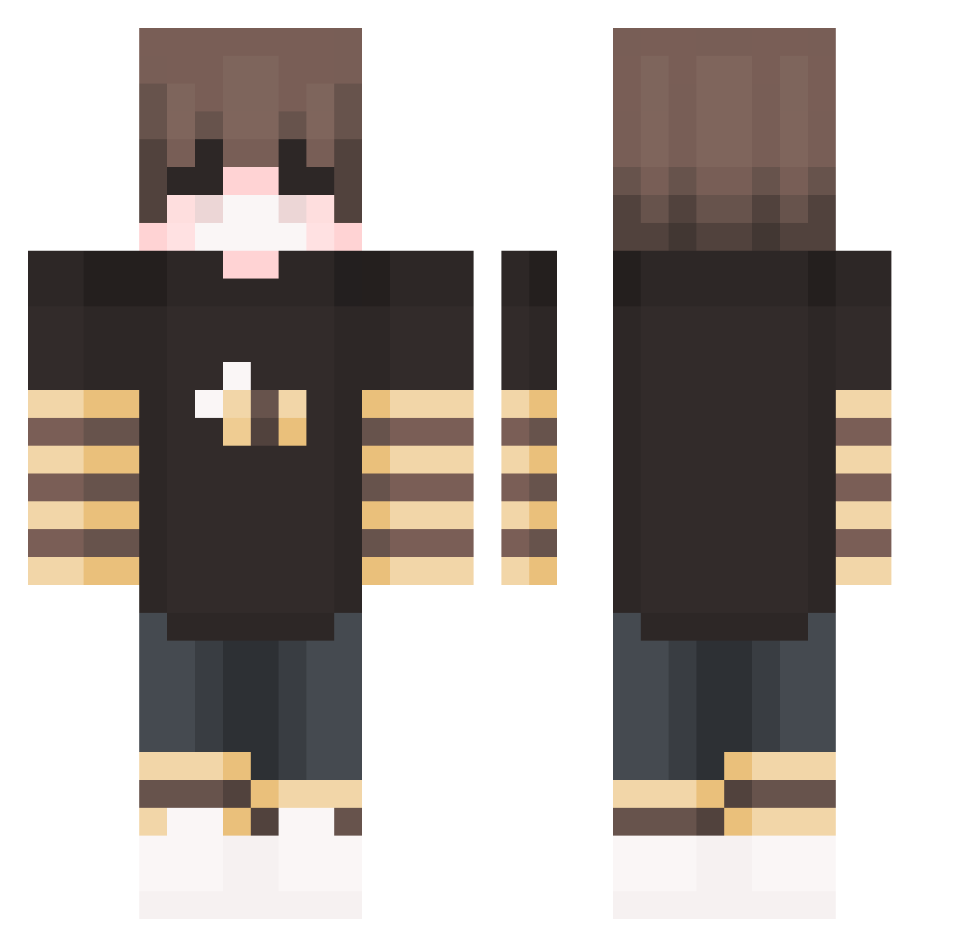 NastyQT Minecraft skin, front and back view