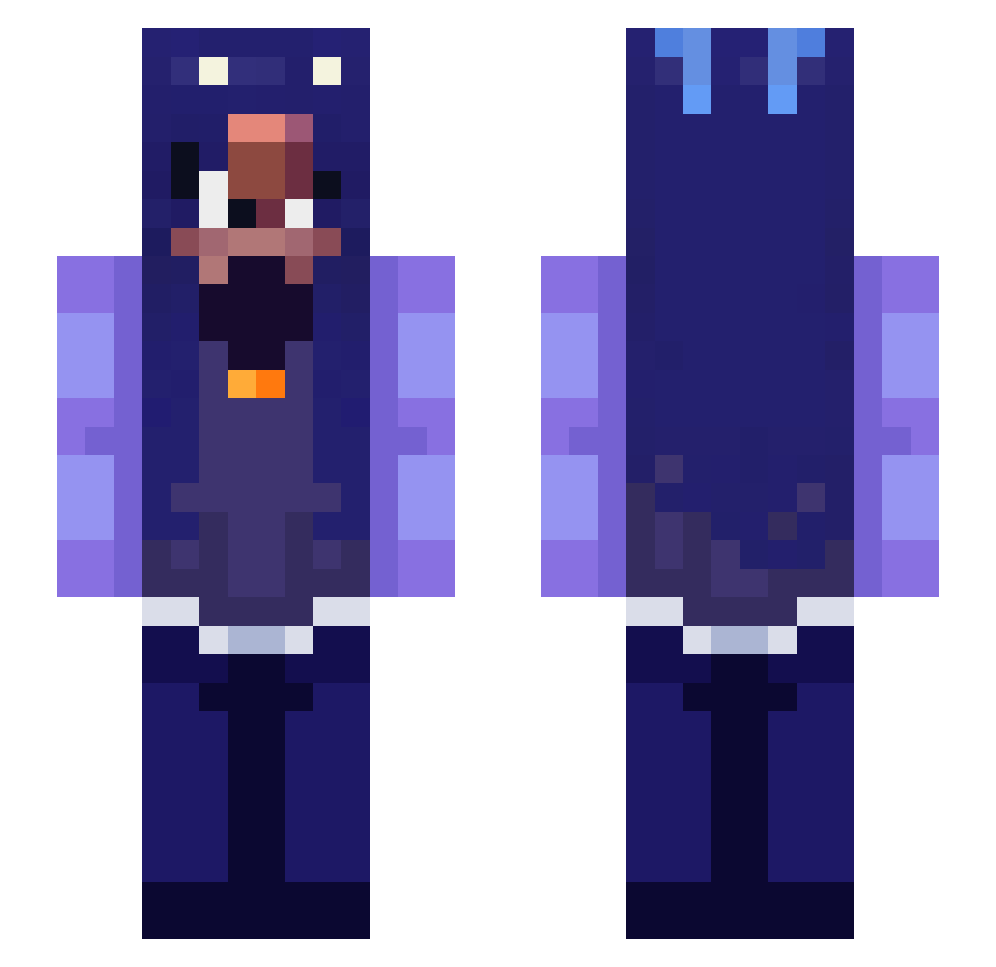eeeyrie Minecraft skin, front and back view