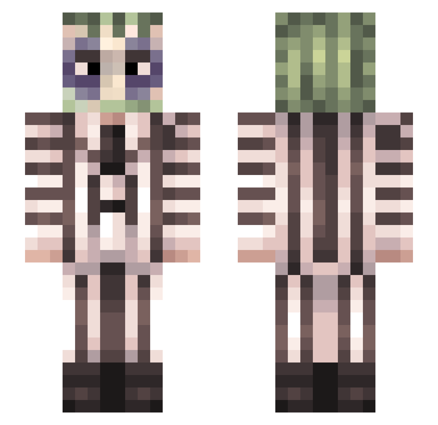 IndyJake Minecraft skin, front and back view