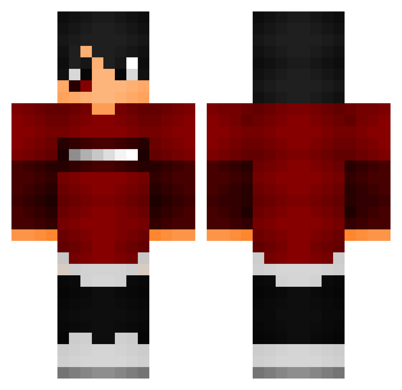 WiiRosGames Minecraft skin, front and back view