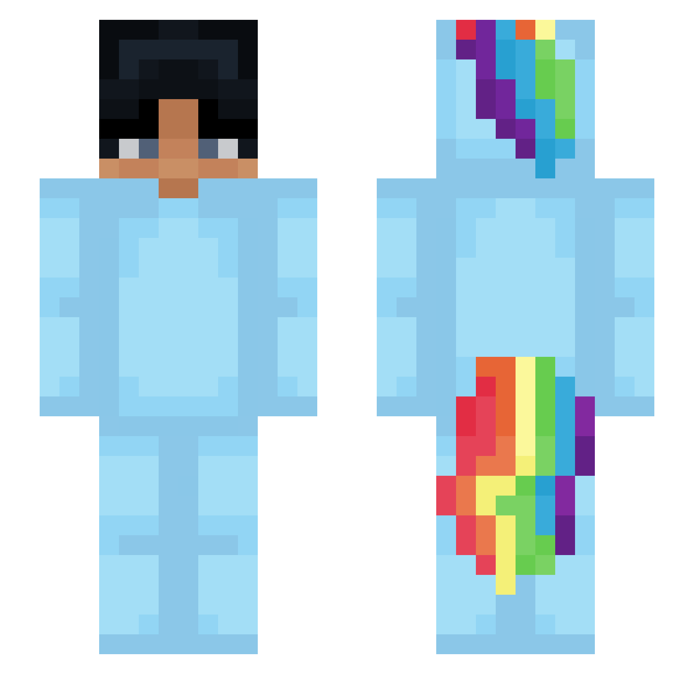 oIndi Minecraft skin, front and back view