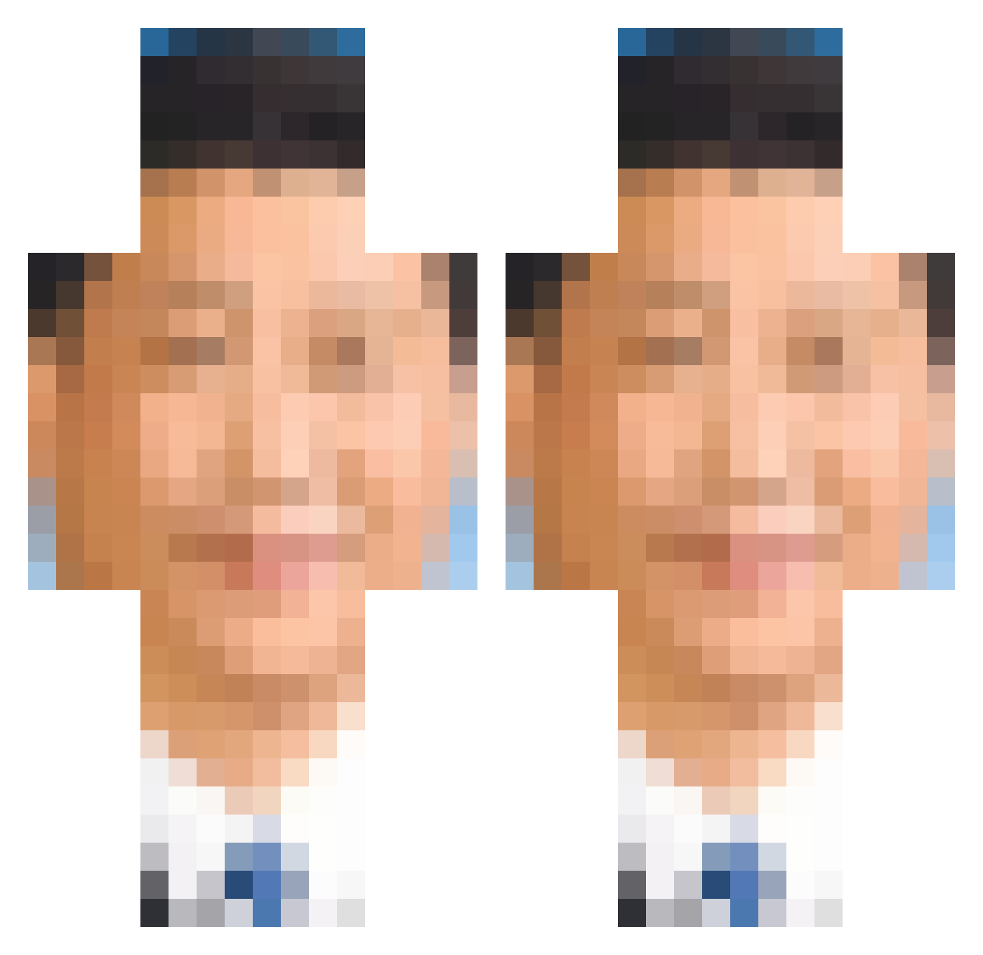 Rk0T Minecraft skin, front and back view