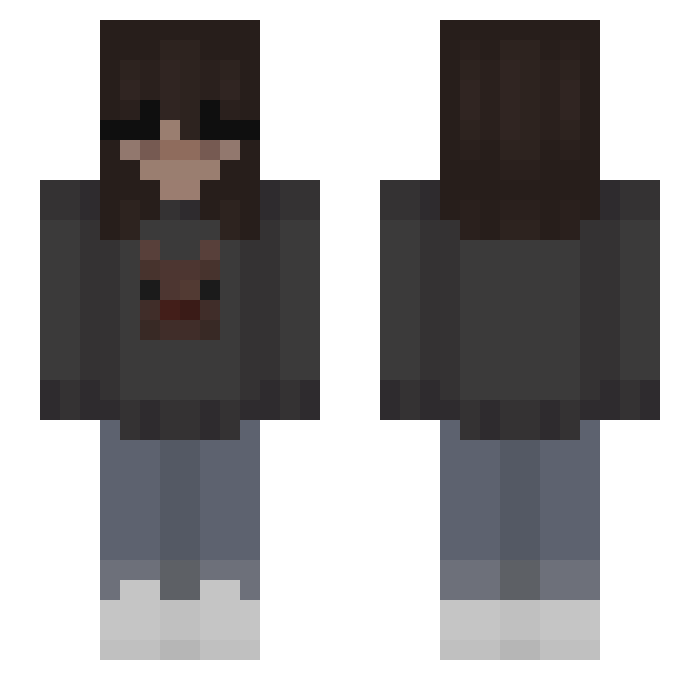 merrychrislers Minecraft skin, front and back view