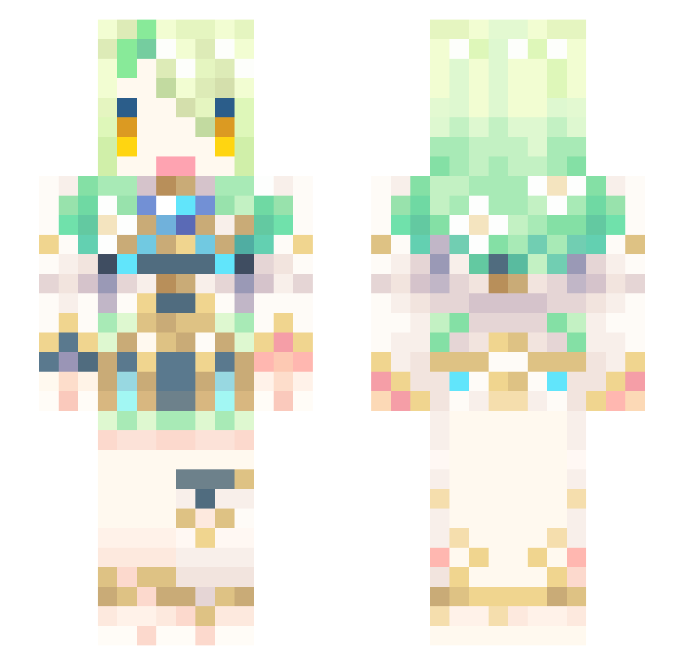 Clovieeee Minecraft skin, front and back view