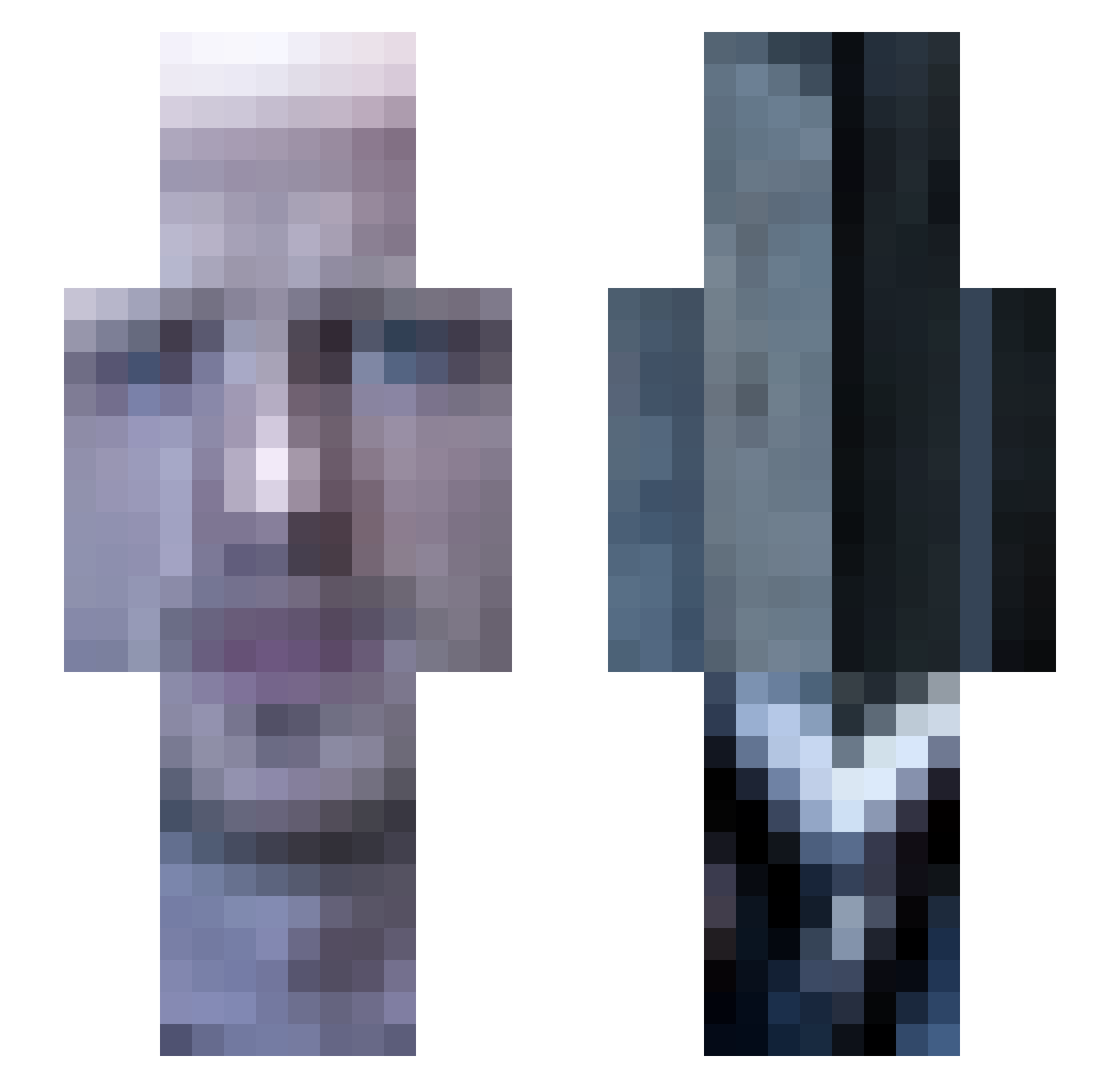 X1JM1X Minecraft skin, front and back view