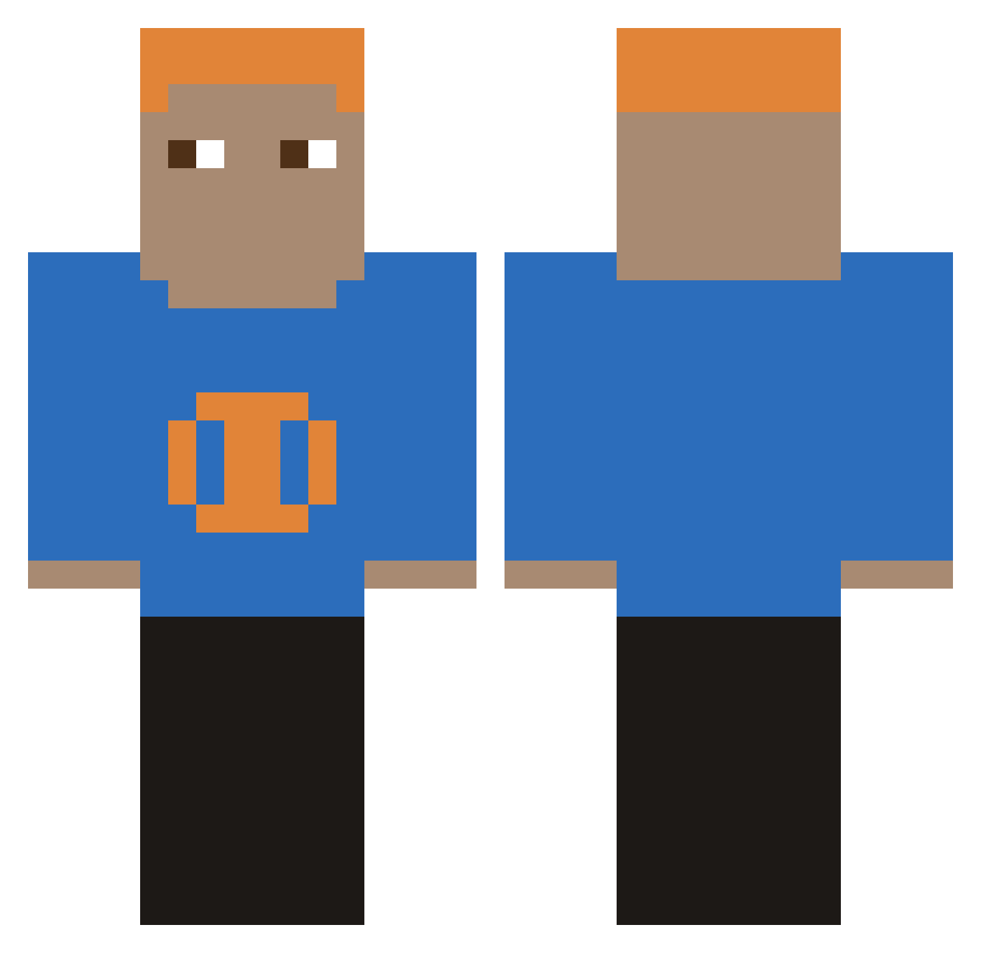 Dean8 Minecraft skin, front and back view