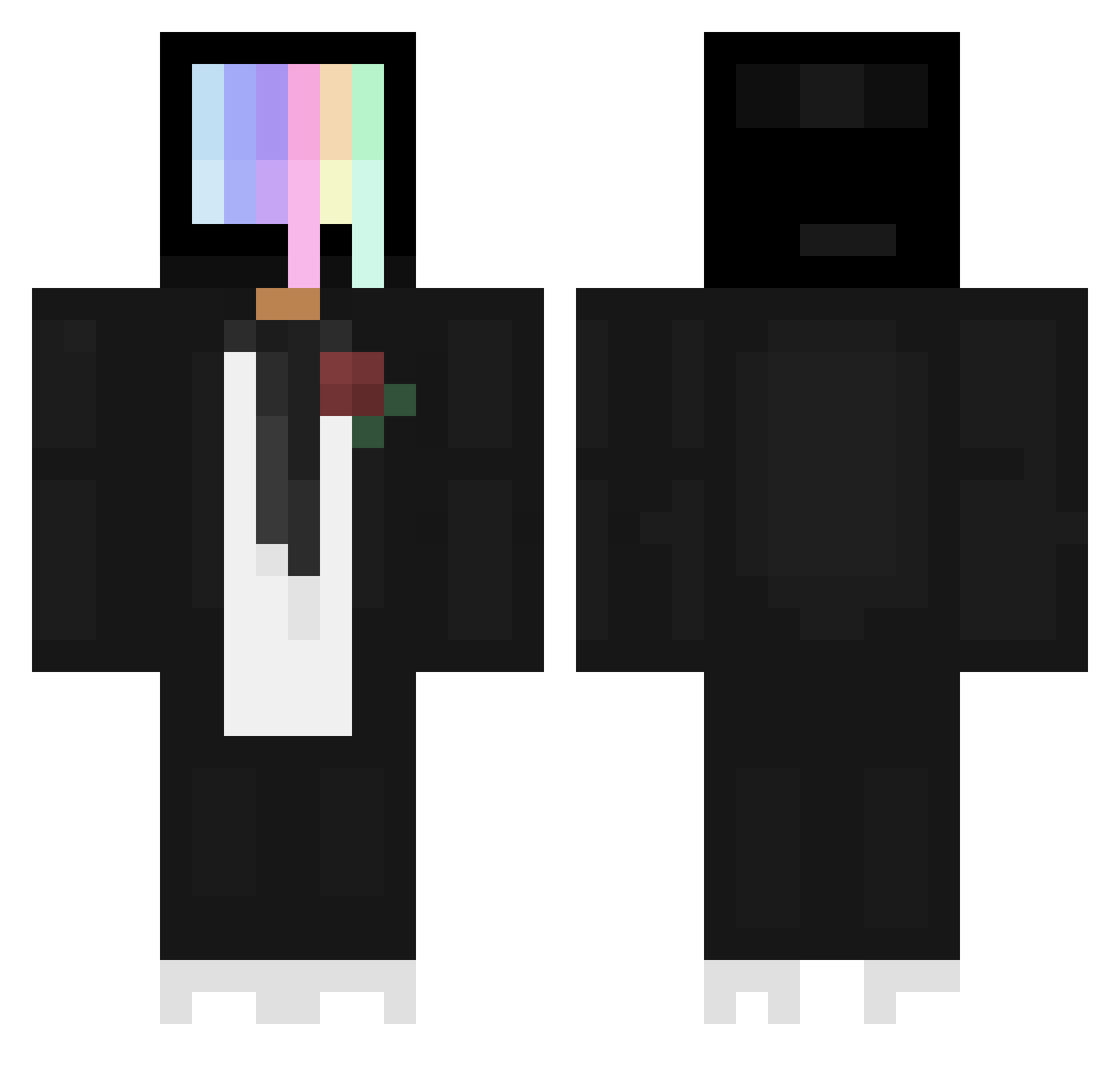 Twitterer Minecraft skin, front and back view