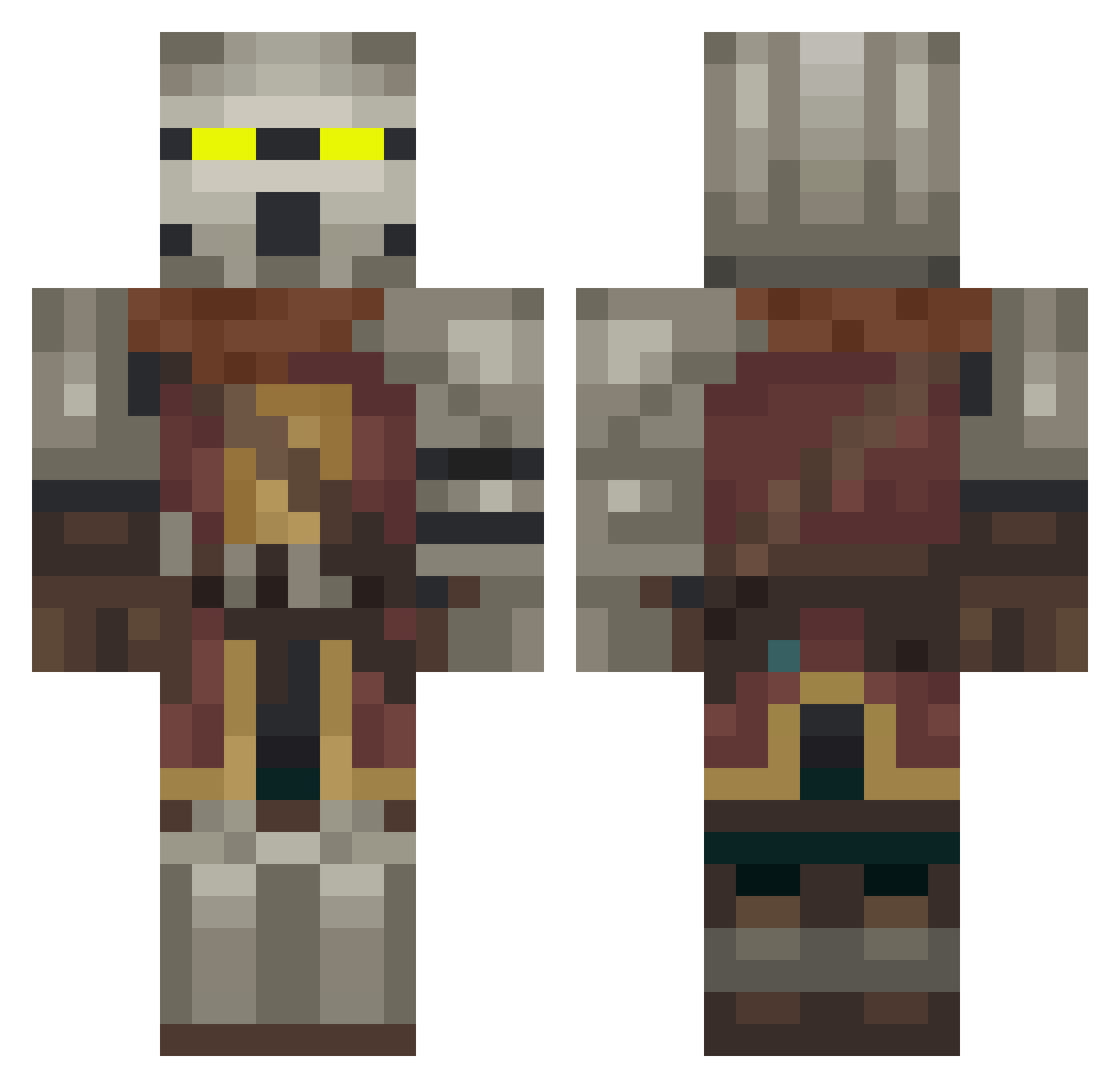 yumeggman Minecraft skin, front and back view