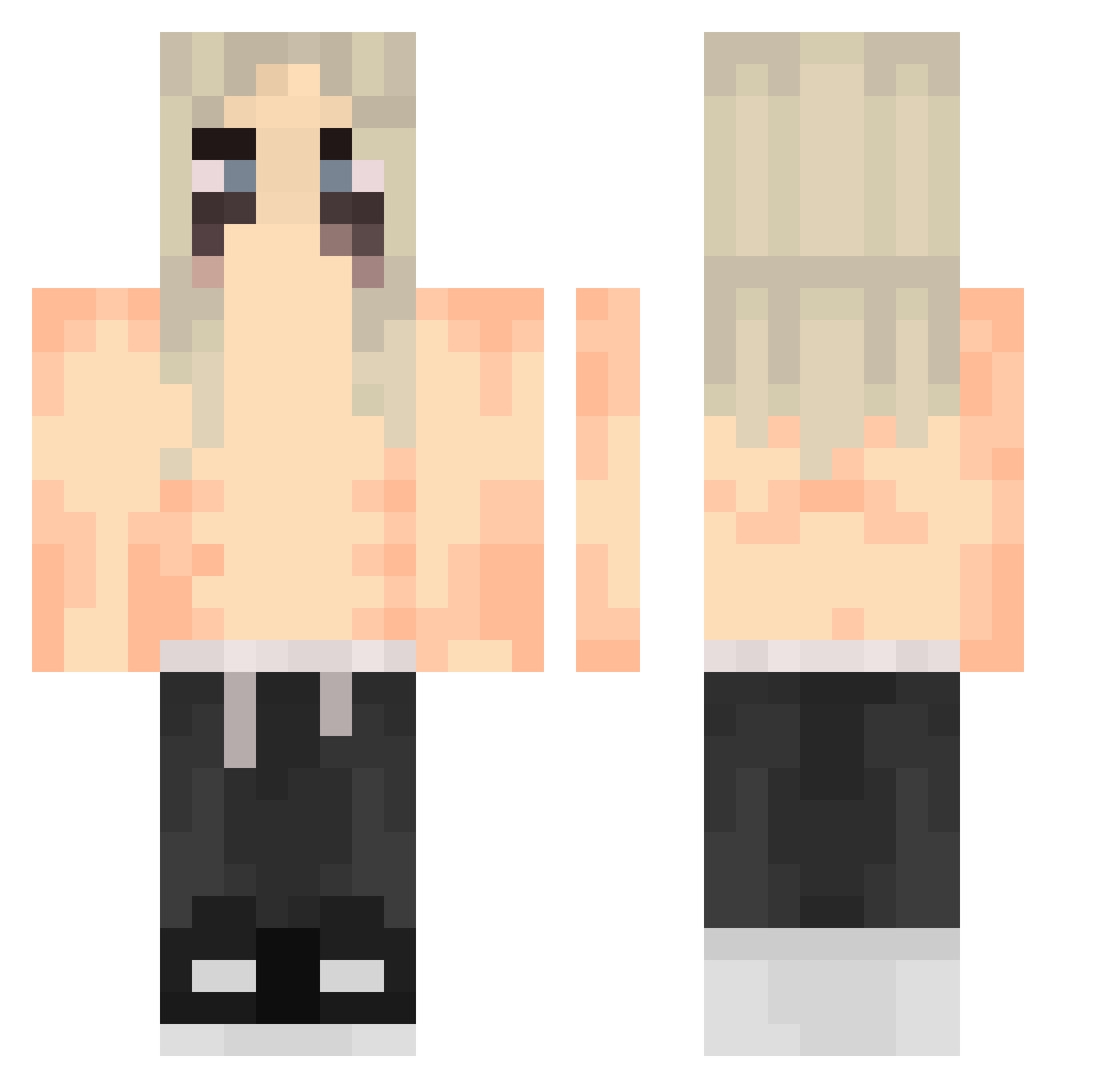 warzywniak Minecraft skin, front and back view