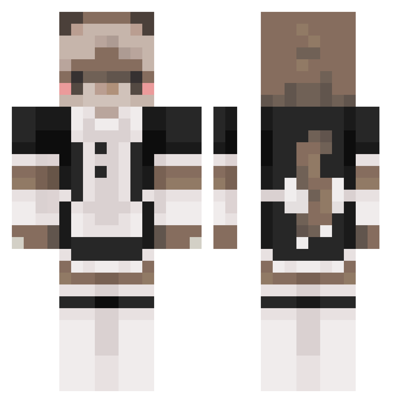 eVe1899 Minecraft skin, front and back view