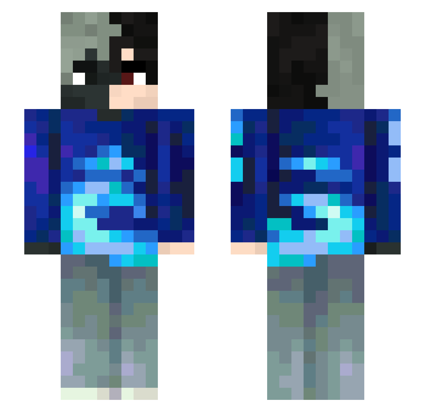 bezdarn0stb Minecraft skin, front and back view