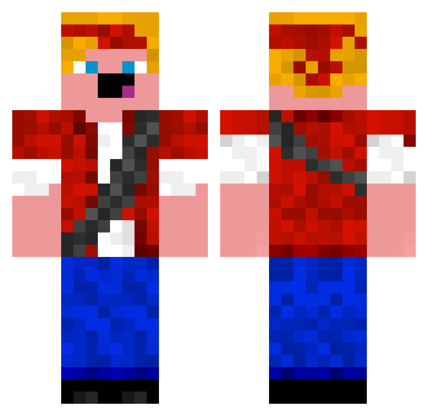 JozzYT Minecraft skin, front and back view
