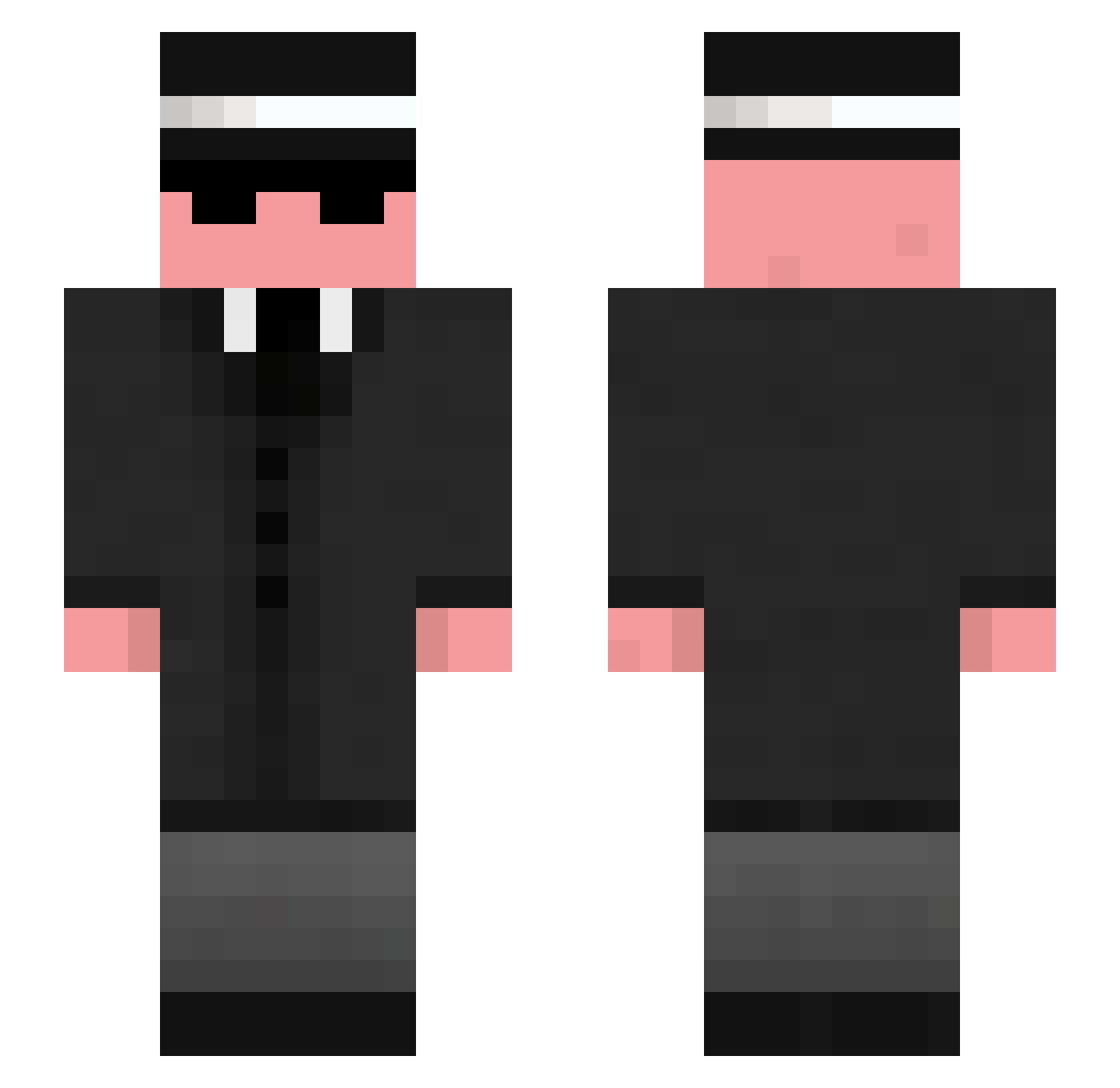 Zugans Minecraft skin, front and back view
