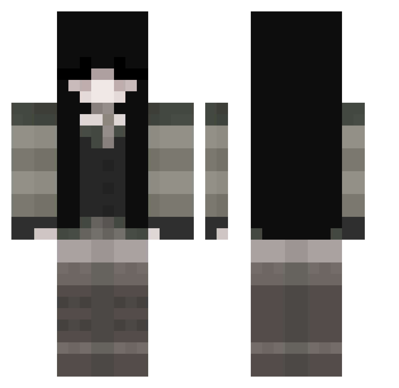 FluffiKat Minecraft skin, front and back view