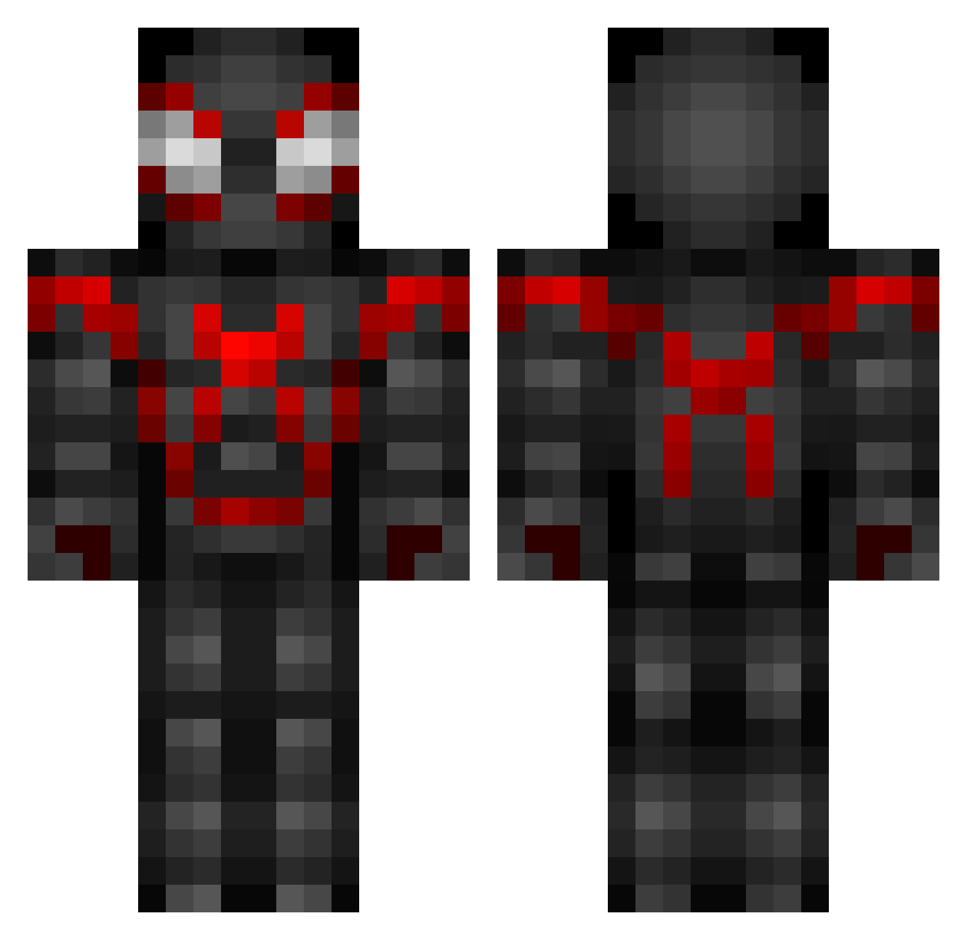 BoogerFiend Minecraft skin, front and back view