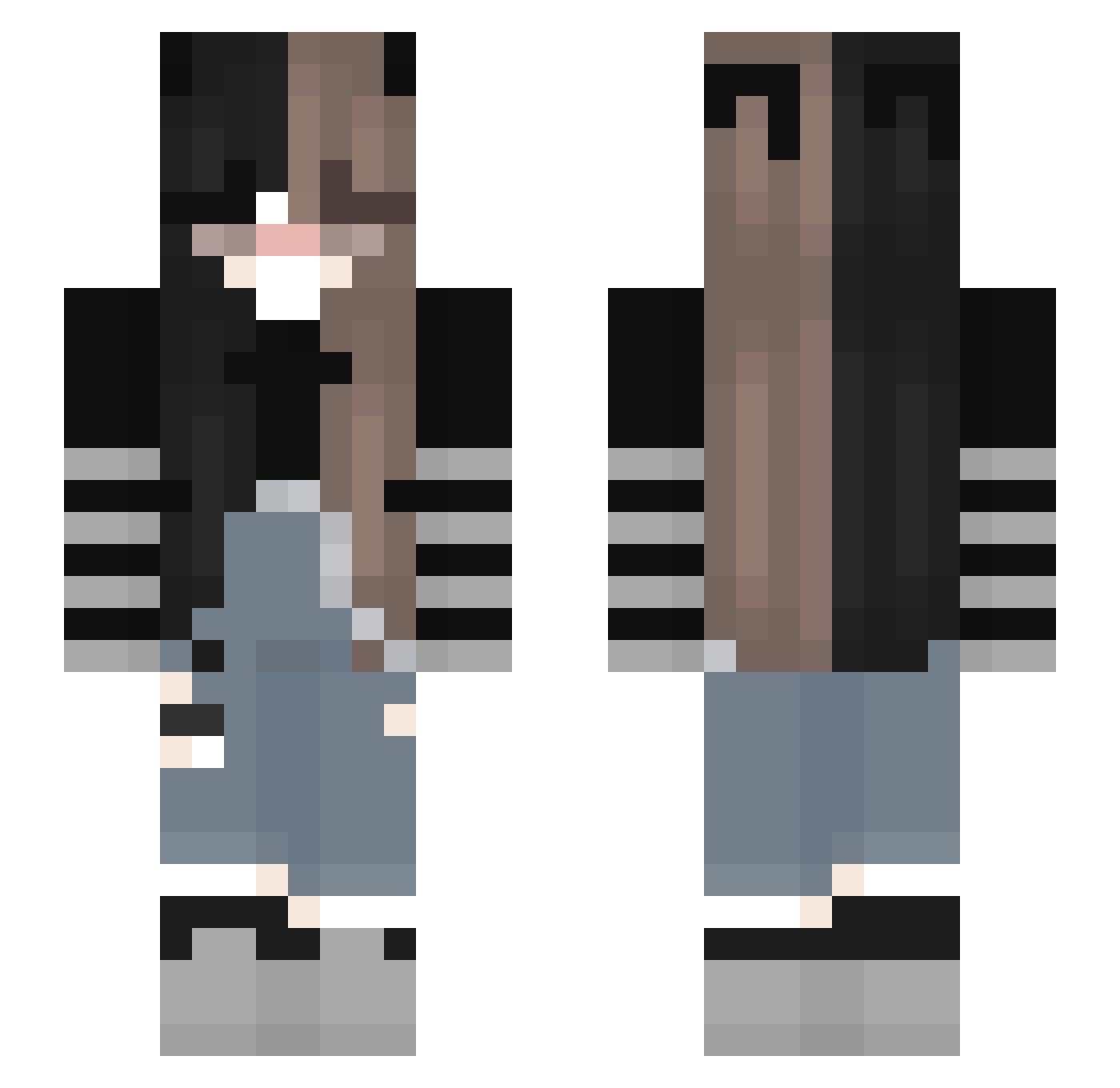 OnlyHumanisT Minecraft skin, front and back view