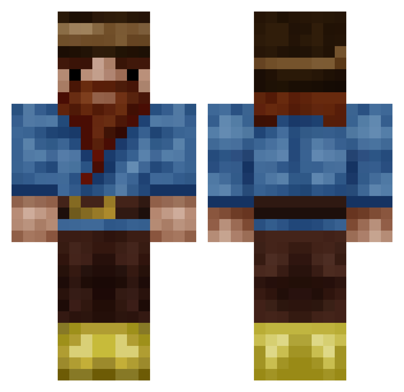 Firp Minecraft skin, front and back view