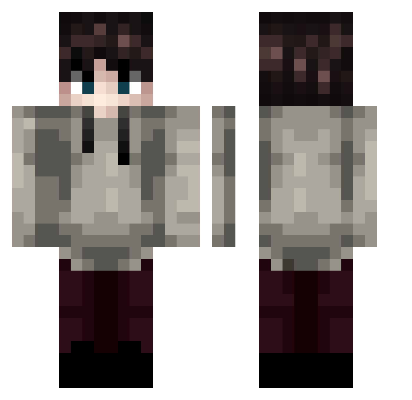 xBqdBoy Minecraft skin, front and back view