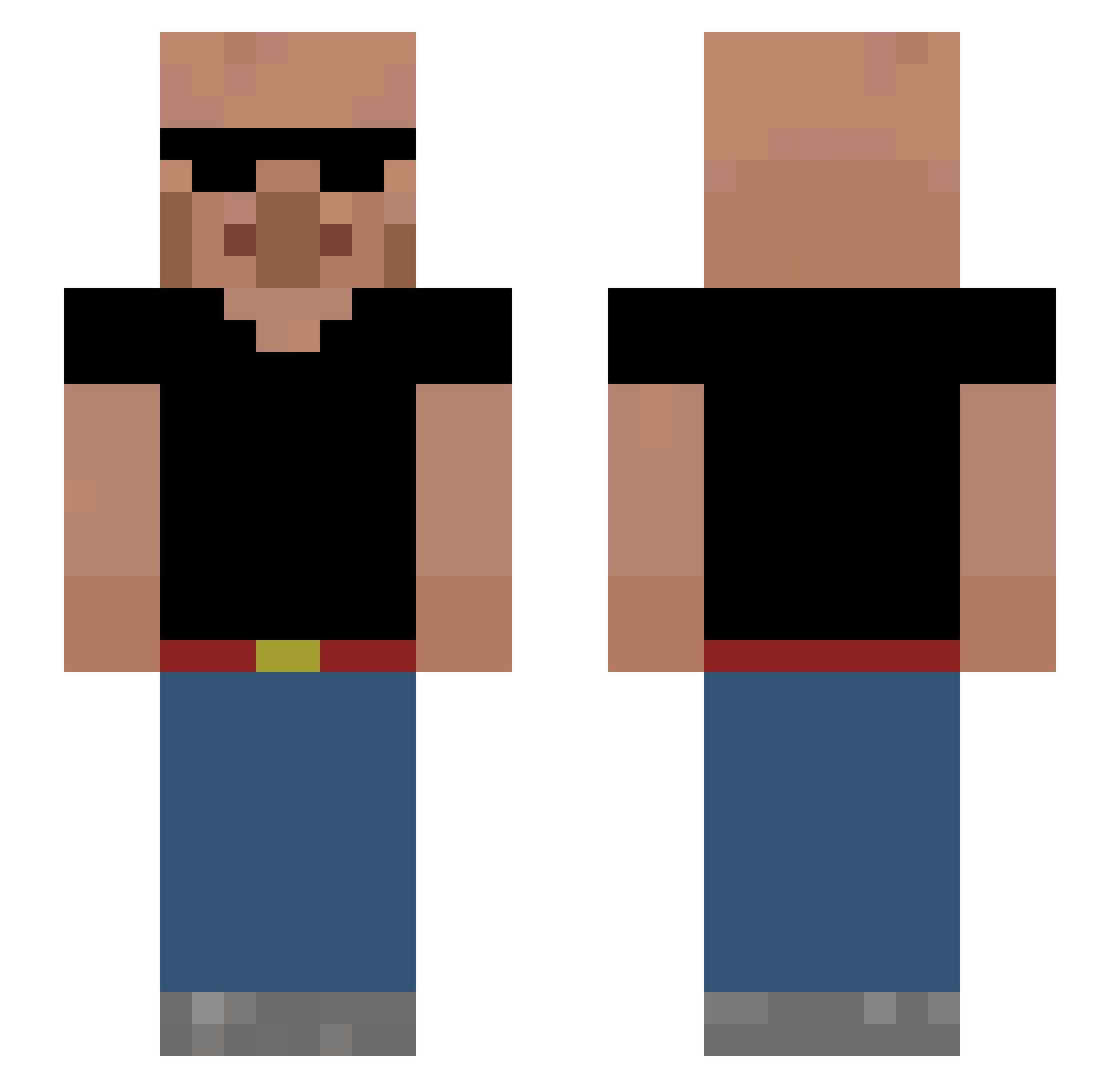 Twnw Minecraft skin, front and back view