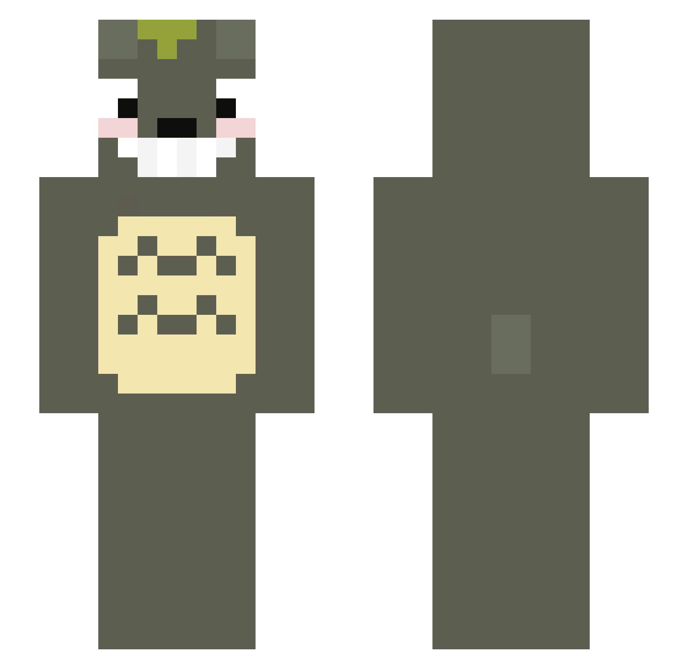 buttcat Minecraft skin, front and back view