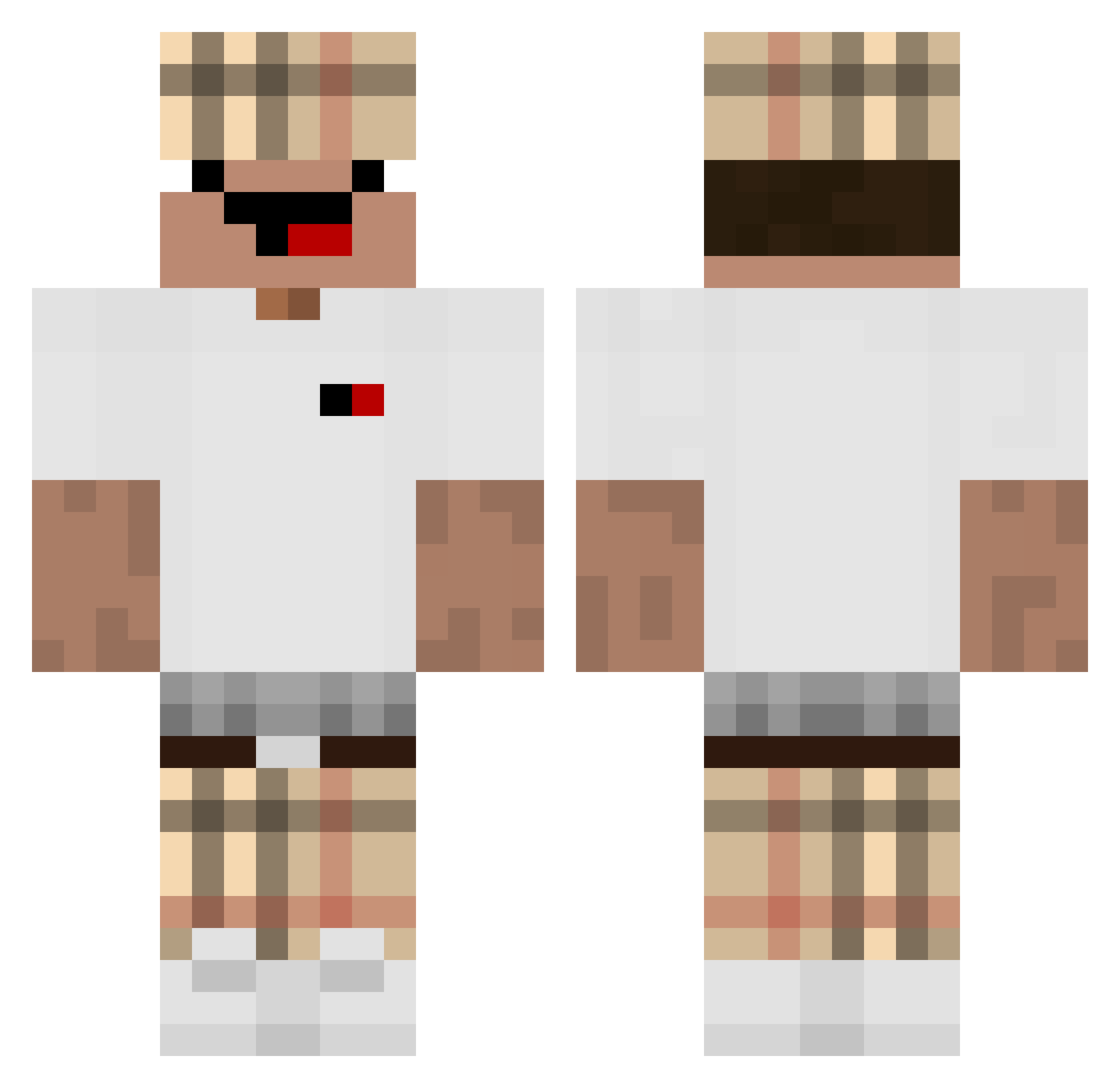 Pierre_mental Minecraft skin, front and back view