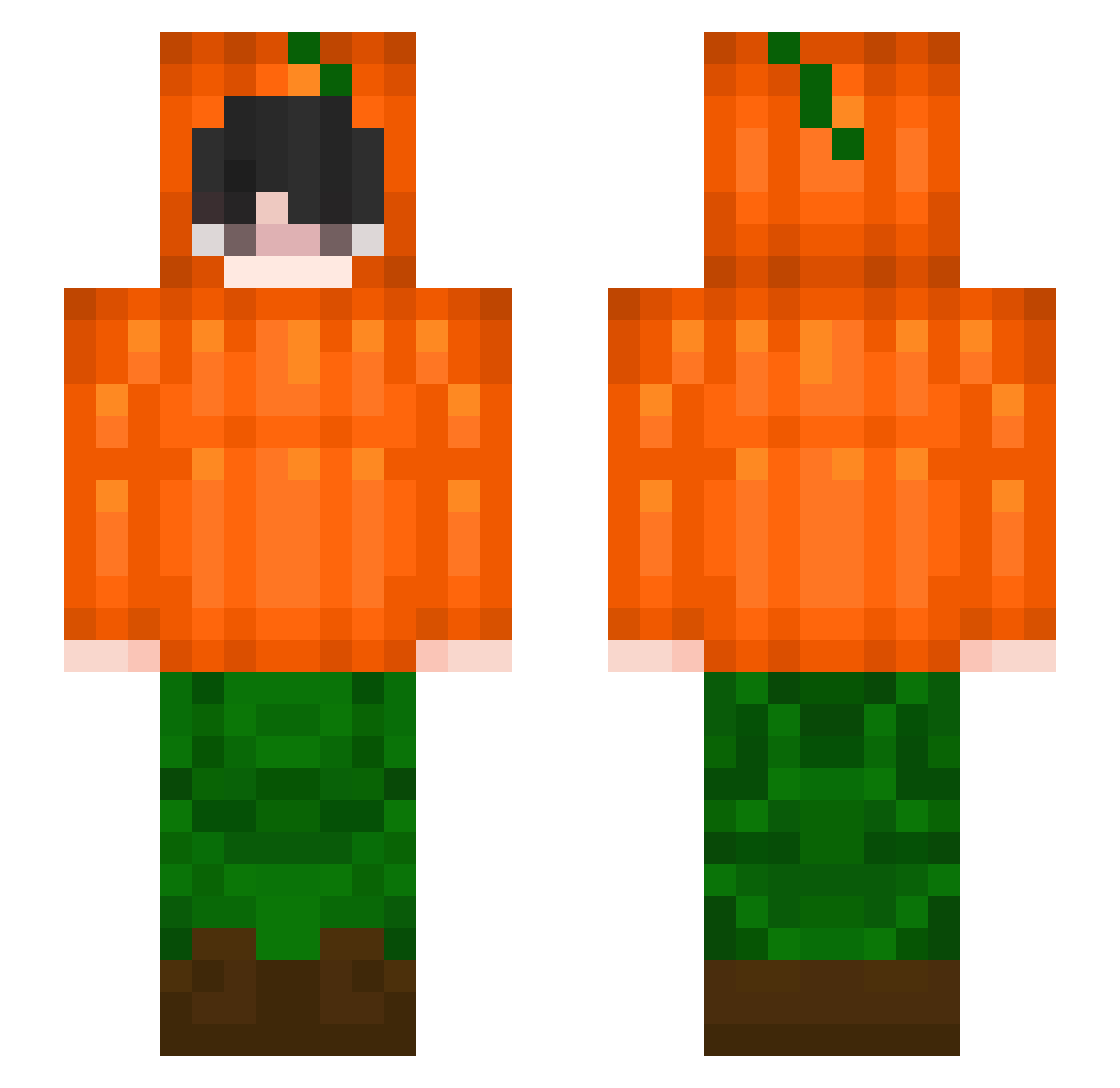 hnaln Minecraft skin, front and back view