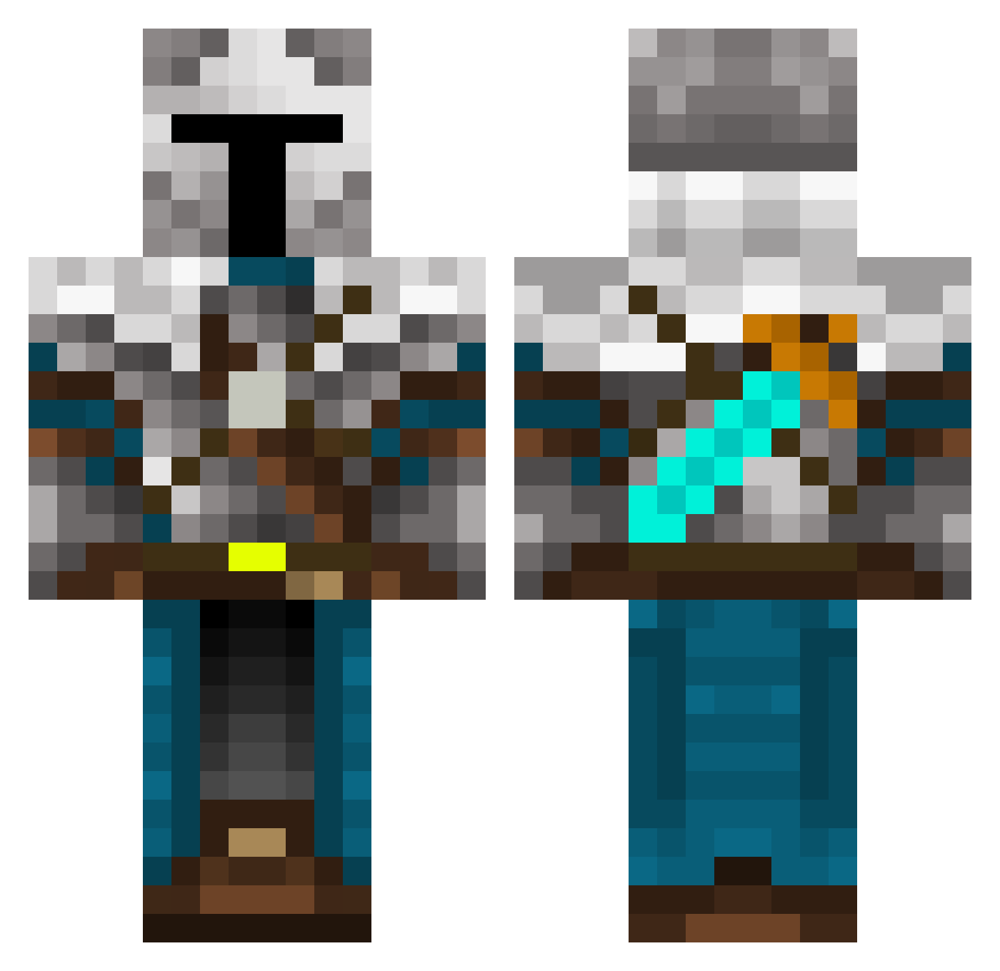 Medelmattig Minecraft skin, front and back view