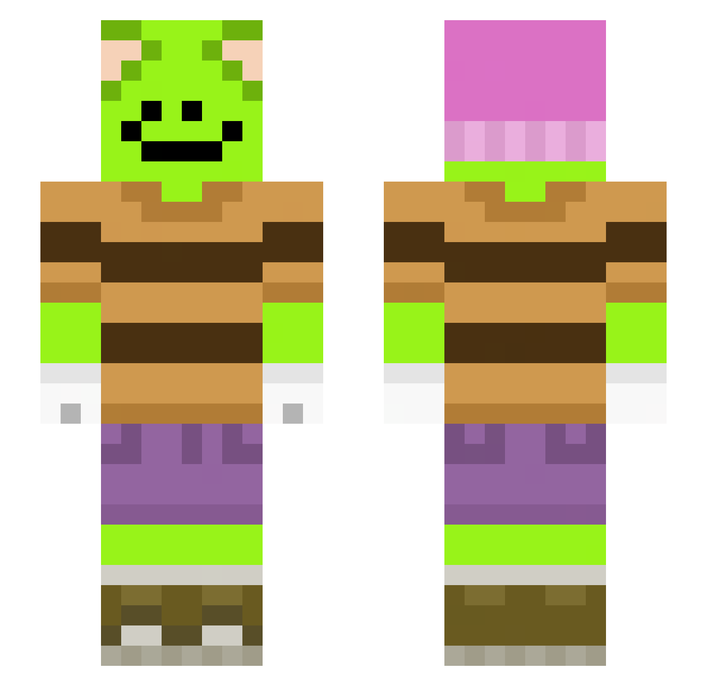 GREENCAT3D Minecraft skin, front and back view