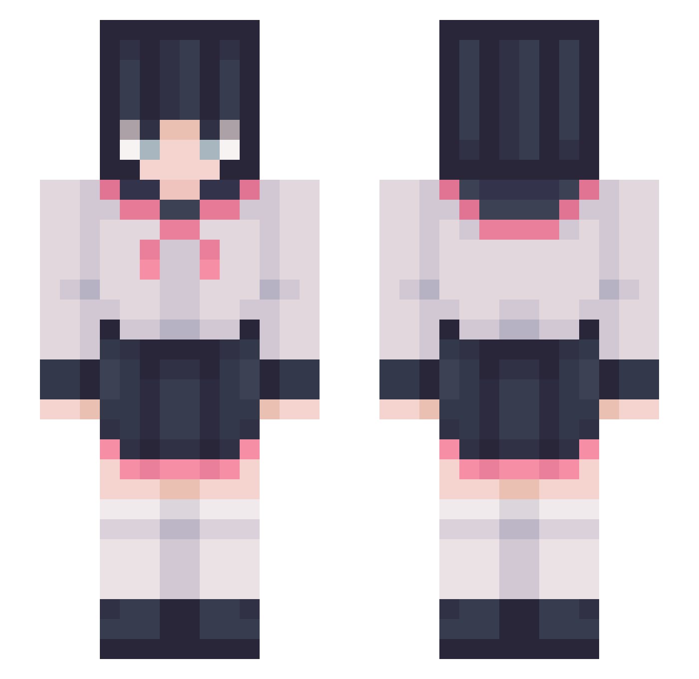 lolihikikomori Minecraft skin, front and back view