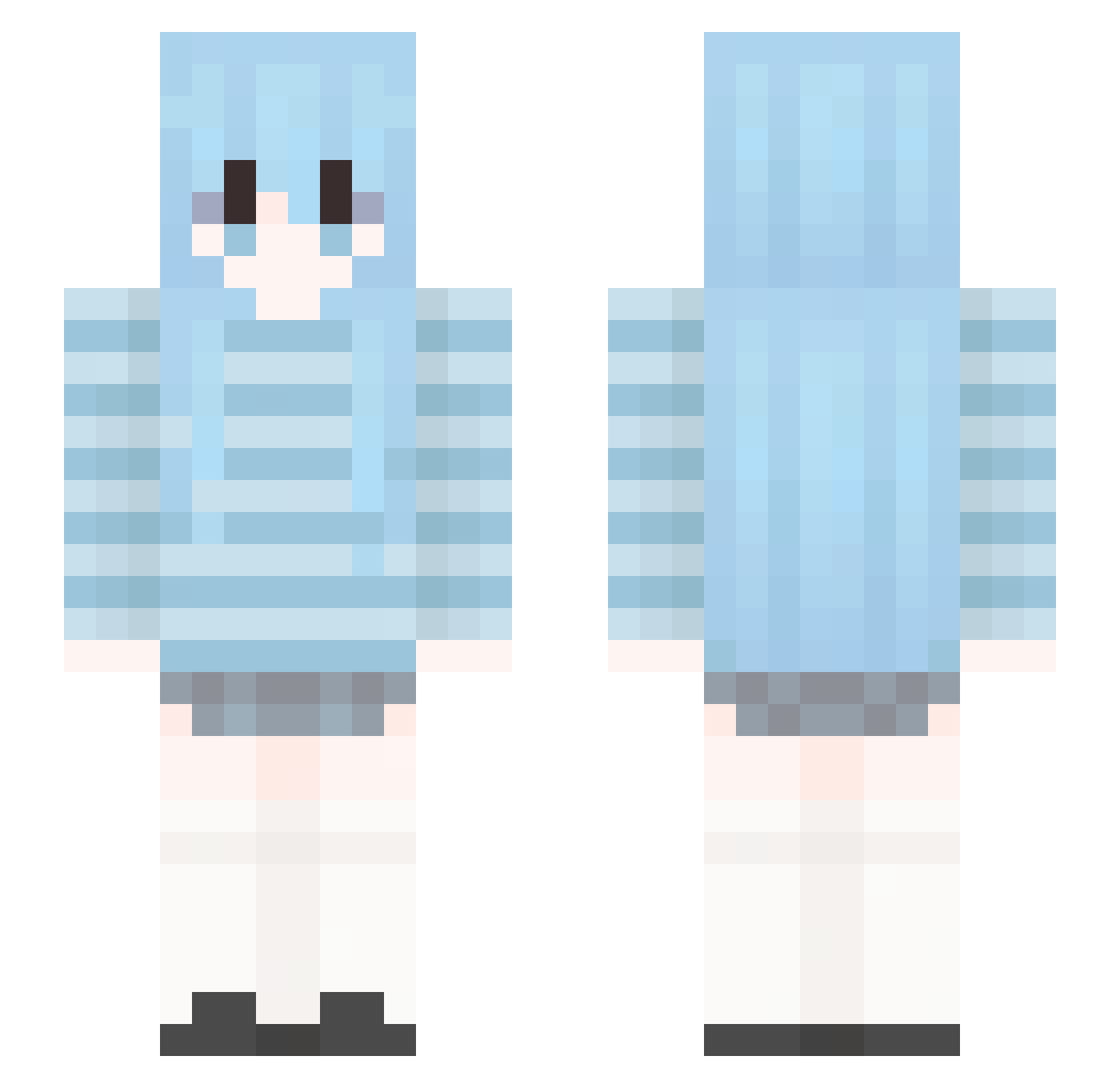 eviepotato Minecraft skin, front and back view