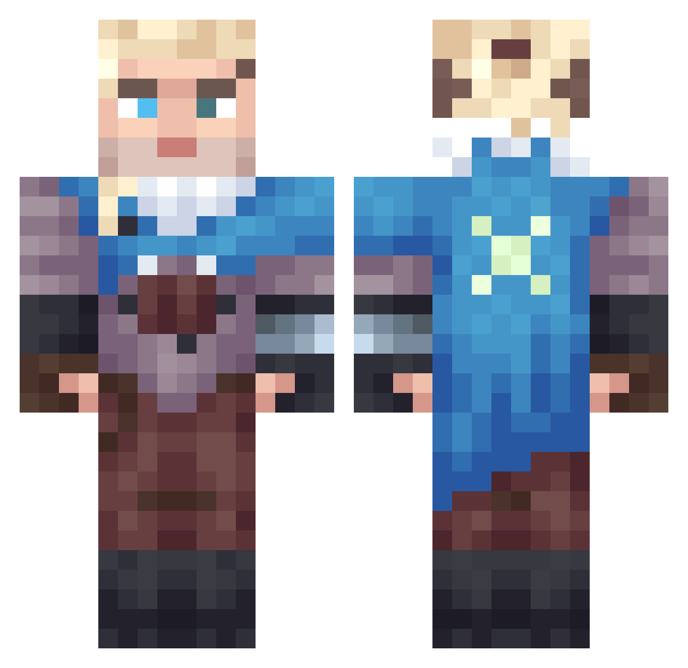 AiW0N Minecraft skin, front and back view