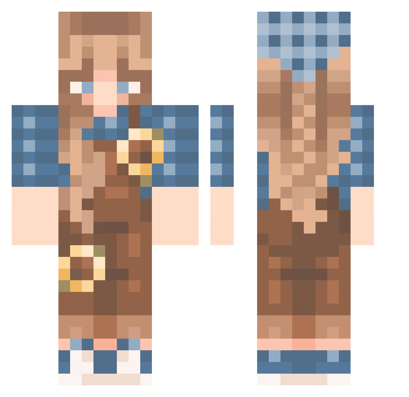 PrincessRylie Minecraft skin, front and back view