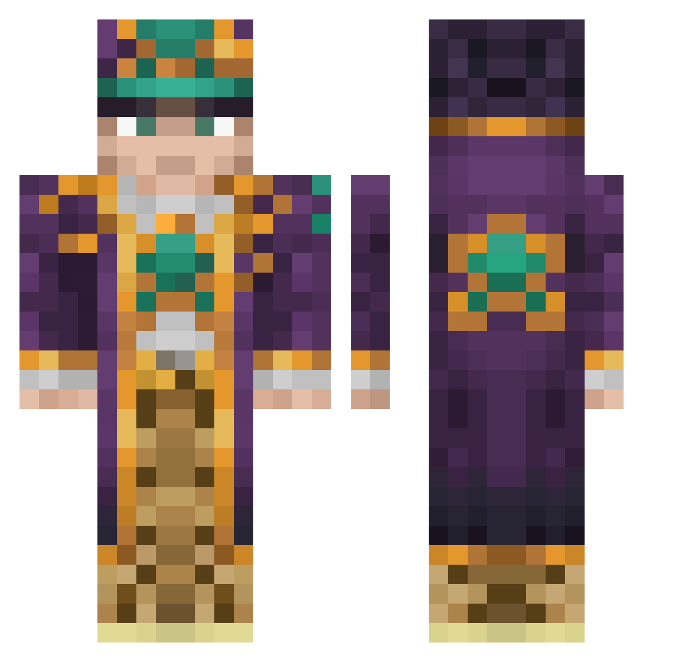 Shreksters Minecraft skin, front and back view