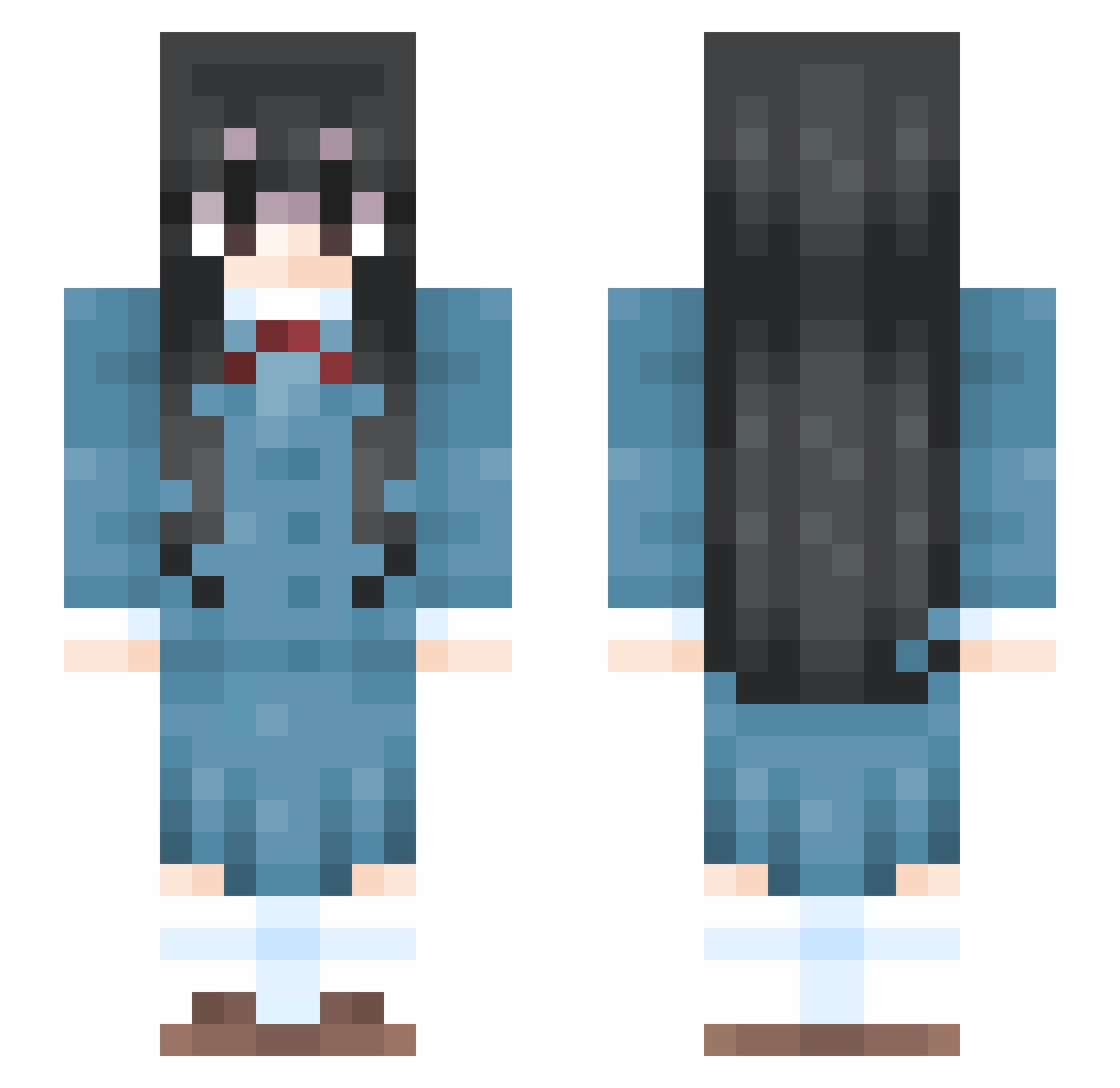 R75M76F08E11 Minecraft skin, front and back view