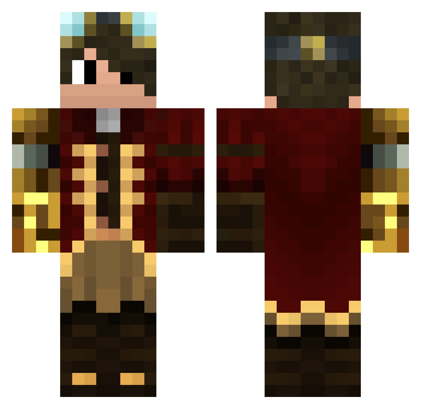 SmilingGator Minecraft skin, front and back view